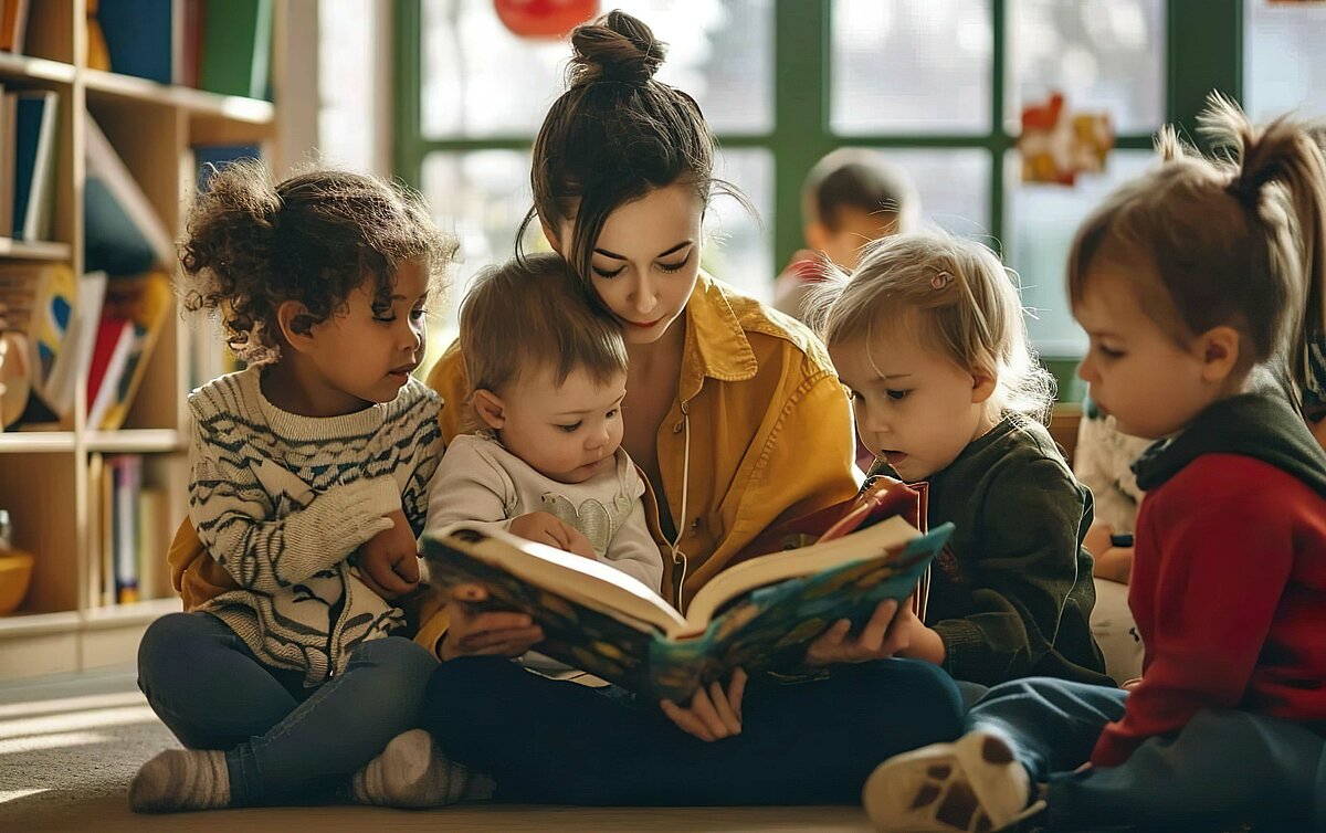 Vorlesen ist für die Entwicklung von Kleinkindern ungemein wichtig. Kindertagesstätten, die ein besonderes Engagement bei der frühkindlichen Leseförderung zeigen, können sich in diesem Jahr wieder für das Gütesiegel Buchkita bewerben. Symbolfoto: your_inspiration – stock.adobe.com