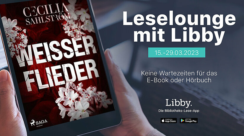Bibliotheksnutzer können das E-Book bzw. das Hörbuch »Weißer Flieder«  im Rahmen des digitalen Buchclubs »Leselounge mit Libby« kostenfrei ausleihen.