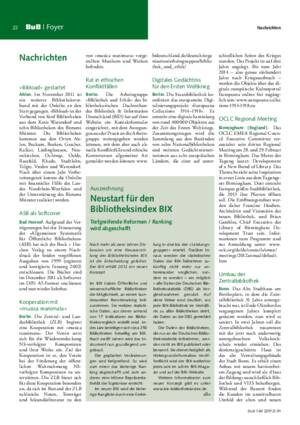 Neustart für den Bibliotheksindex BIX : fiefgreifende Reformen ; Ranking wird abgeschafft / dbv