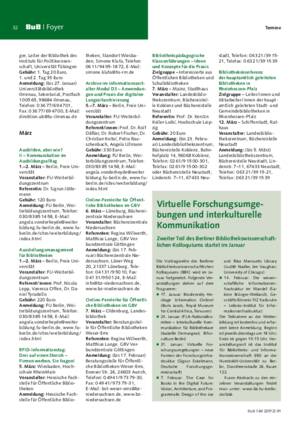 Virtuelle Forschungsumgebungen und interkulturelle Kommunikation : zweiter Teil des Berliner Bibliothekswissenschaftlichen
Kolloquiums startet im Januar