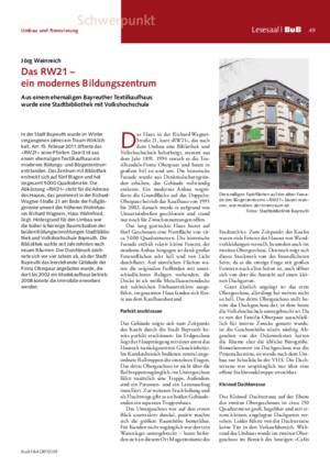 Das RW21 – ein modernes Bildungszentrum : aus einem ehemaligen Bayreuther Textilkaufhaus wurde eine Stadtbibliothek mit Volkshochschule / Jörg Weinreich