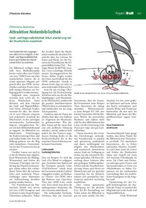 Attraktive Notenbibliothek : Stadt- und Regionalbibliothek Erfurt arbeitet eng mit
der Musikschule zusammen / Ulrike Wiederhold