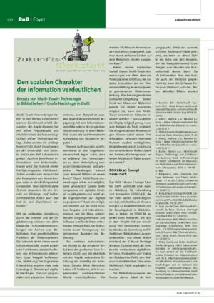 Den sozialen Charakter der Information verdeutlichen : Einsatz von Multi-Touch-Technologie in Bibliotheken ; große Nachfrage in Delft / Helen Buchholz, Philip Gorki; Potsdam