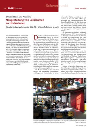 Neugestaltung von Lernräumen an Hochschulen : aktuelle Bestandsaufnahme der DINI-AG ; weitere Teilnehmer gesucht / Christine Gläser, Anke Petschenka