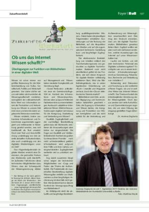 Ob uns das Internet Wissen schafft?* : Überlegungen zur Funktion von Bibliotheken
in einer digitalen Welt / Dr. Andreas Degkwitz
