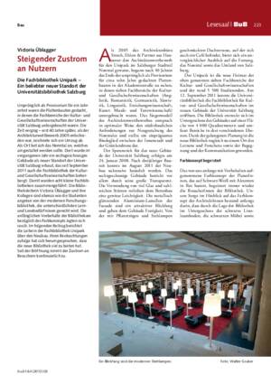 Steigender Zustrom an Nutzern : die Fachbibliothek Unipark – ein beliebter neuer Standort der Universitätsbibliothek Salzburg / Victoria Üblagger
