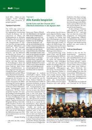 Alle Kanäle bespielen : auf der Suche nach den Chancen 2012: Öffentliche Bibliotheken in der digitalen Welt / Bernd Schleh