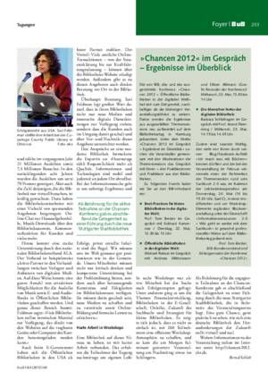 »Chancen 2012« im Gespräch – Ergebnisse im Überblick / Prof. Tom Becker, BIB-Bundesvorstand und Mitorganisator der Konferenz