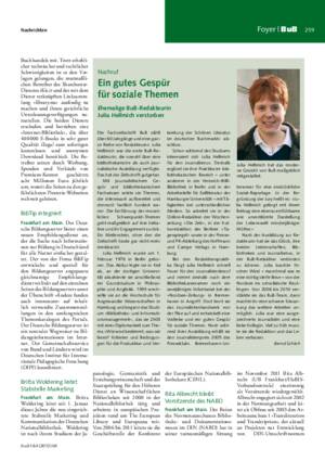Ein gutes Gespür für soziale Themen : ehemalige BuB-Redakteurin Julia Hellmich verstorben / Bernd Schleh