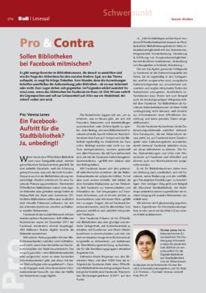 Pro & Contra : Sollen Bibliotheken
bei Facebook mitmischen?