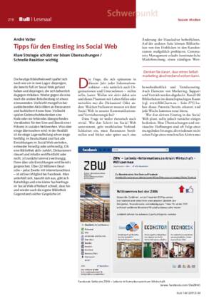 Tipps für den Einstieg ins Social Web : klare Strategie schützt vor bösen Überraschungen /
Schnelle Reaktion wichtig / André Vatter