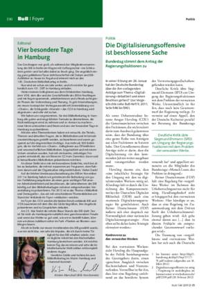Die Digitalisierungsoffensive ist beschlossene Sache : Bundestag stimmt dem Antrag der
Regierungsfraktionen zu / Dr. Frank Simon-Ritz, Weimar