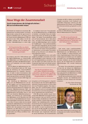 Neue Wege der Zusammenarbeit : durch Kooperationen die Schlagkraft erhöhen ;
BID als koordinierende Instanz / Dr. Klaus-Rainer Brintzinger, Vorsitzender des VDB