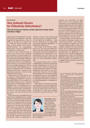 Was bedeutet Skoobe für Öffentliche Bibliotheken? : über den Einzug von Flatrates auf dem deutschen E-Book-Markt und dessen Folgen / Sarah Dudek