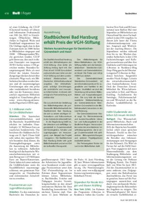 Stadtbücherei Bad Harzburg erhält Preis der VGH-Stiftung : weitere Auszeichnungen für Steinkirchen-Grünendeich und Hesel