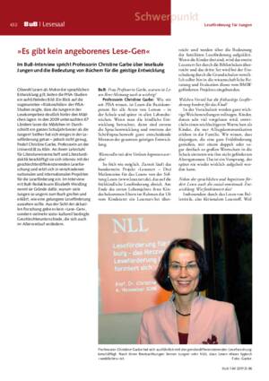 »Es gibt kein angeborenes Lese-Gen« : im BuB-Interview spricht Professorin Christine Garbe über lesefaule Jungen und die Bedeutung von Büchern für die geistige Entwicklung