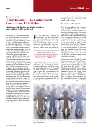 »Freundeskreise« – eine unterschätzte Ressource von Bibliotheken : häufig mangelnde Effizienz und falsche Prioritäten ; starke Vorbilder in USA und England / Ronald Schneider
