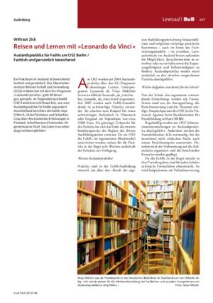 Reisen und Lernen mit »Leonardo da Vinci« : Auslandspraktika für FaMIs am OSZ Berlin ;
fachlich und persönlich bereichernd / Wiltraut Zick