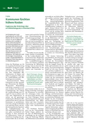 Kommunen fürchten höhere Kosten : Ergebnisse des Workshops über ein Bibliotheksgesetz in Rheinland-Pfalz / dbv