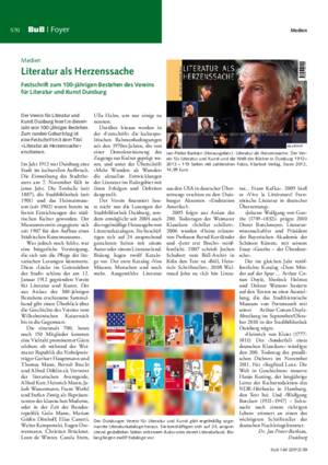 Literatur als Herzenssache : Festschrift zum 100-jährigen Bestehen des Vereins für Literatur und Kunst Duisburg / Dr. Jan Pieter-Barbian, Duisburg