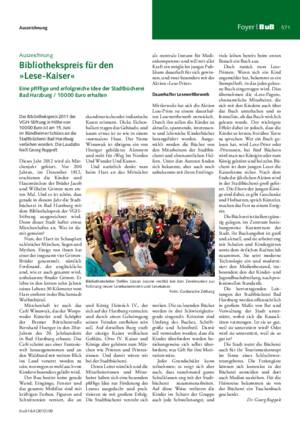 Bibliothekspreis für den »Lese-Kaiser« : eine pfiffige und erfolgreiche Idee der Stadtbücherei Bad Harzburg ; 10 000 Euro erhalten / Dr. Georg Ruppelt