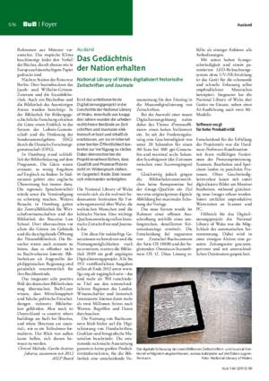 Das Gedächtnis
der Nation erhalten : National Library of Wales digitalisiert historische
Zeitschriften und Journale / Scott Waby, Digitisation
Unit Manager an der National
Library of Wales