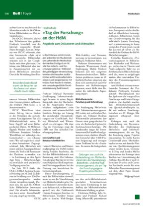 »Tag der Forschung« an der HdM : Angebote zum Diskutieren und Mitmachen / Wolfgang Ratzek