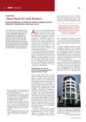 »Neuer Raum für mehr Wissen!« : die Zentralbibliothek, das Stadtarchiv und die Landesgeschichtliche Bibliothek in Bielefeld unter einem Dach vereint / Harald Pilzer