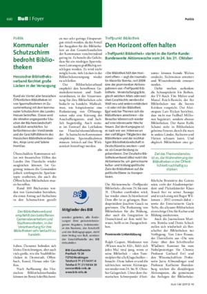 Kommunaler Schutzschirm bedroht Bibliotheken : Hessischer Bibliotheksverband
fürchtet große Lücken in der Versorgung / dbv