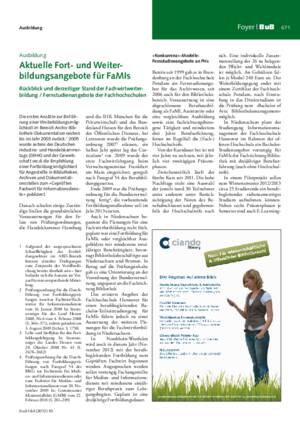 Aktuelle Fort- und Weiterbildungsangebote für FaMIs : Rückblick und derzeitiger Stand der Fachwirtweiterbildung ; Fernstudienangebote der Fachhochschulen / Karin Holste-Flinspach, Frankfurt am Main