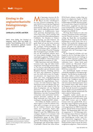 Einstieg in die angloamerikanische Katalogisierungspraxis? : Lehrbuch zu AACR2 und RDA / Heidrun Wiesenmüller