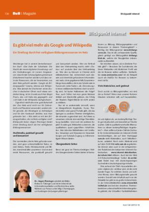 Es gibt viel mehr als Google und Wikipedia : ein Streifzug durch frei verfügbare Bildungsressourcen im Netz