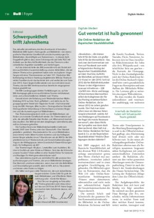 Gut vernetzt ist halb gewonnen! : die Online-Redaktion der Bayerischen Staatsbibliothek / Peter Schnitzlein, Bayerische Staatsbibliothek