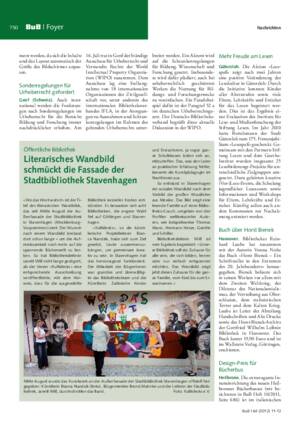 Literarisches Wandbild schmückt die Fassade der Stadtbibliothek Stavenhagen