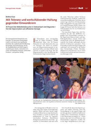 Mit Toleranz und wertschätzender Haltung gegenüber Einwanderern : 35 Prozent der Bibliotheksbesucher in Dietzenbach sind Migranten ; von der Improvisation zum effizienten Konzept / Bettina Kuse