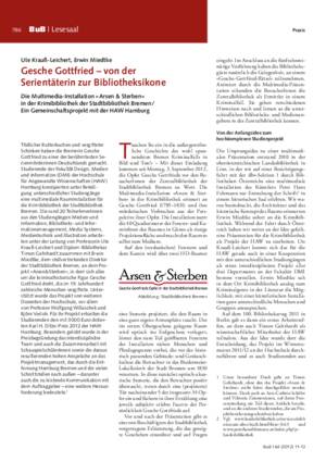 Gesche Gottfried – von der Serientäterin zur Bibliotheksikone : die Multimedia-Installation »Arsen & Sterben« in der Krimibibliothek der Stadtbibliothek Bremen ; ein Gemeinschaftsprojekt mit der HAW Hamburg / Ute Krauß-Leichert, Erwin Miedtke